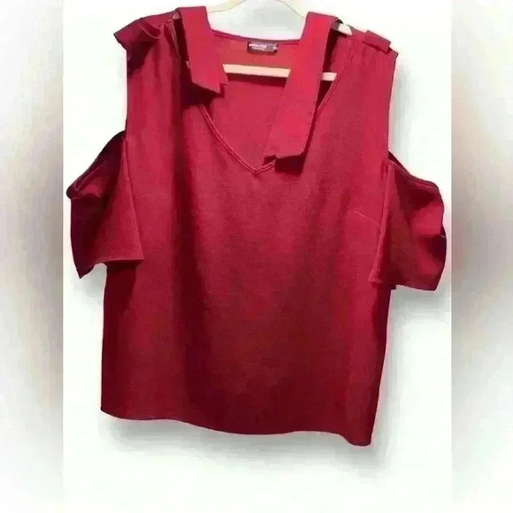 Shein Curvy 3XL Burgundy Top With Cold Shoulder New - Picture 4 of 5
